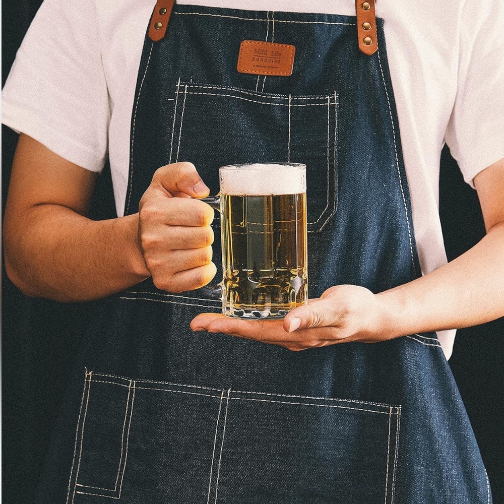 COKTIK 4 Pc Beer Glasses w Handle 15oz Beer Stein Classic Sports Bar Mug Set